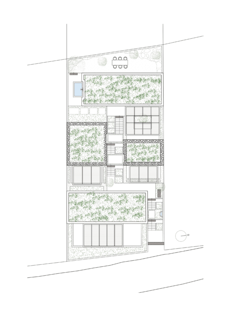 green plans of olea suites - architecture studio Maneo